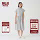 無(wú)印良品 MUJI IDEE 女式 平紋 無(wú)袖連衣裙 女裝裙子夏季 GAD13C4S 藍灰色 L (165/88A)
