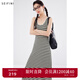 詩(shī)凡黎（'SEIFINI）詩(shī)凡黎簡(jiǎn)約條紋運動(dòng)風(fēng)背心連衣裙2024夏新款流行漂亮無(wú)袖中長(cháng)裙女 米色 M 160/85CM