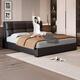意式極簡(jiǎn)床雙人床小戶(hù)型1.8米現代簡(jiǎn)約三抽屜儲物軟包主 優(yōu)質(zhì)/真皮床【顏色備注/送貨入戶(hù)】 1500mm*2000mm框架結構