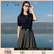 三彩大碼女裝2025秋季新款polo領(lǐng)毛針織衫絞花蝴蝶結短袖胖MM