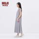 無(wú)印良品（MUJI） IDEE 女式 天竺 法國袖連衣裙 女裝裙子 25年夏季連身裙GA50CC5S 煙熏綠色 均碼 （165/88A）