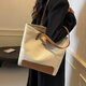 鵬境簡(jiǎn)約通勤帆布托特包包外出上班休閑百搭學(xué)生女士手提新款單肩包袋 豎款【淺卡色】