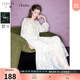 三彩2025秋款萊賽爾連衣裙A字裙吊帶裙兩件套長裙女 米白色 M 160/84A