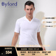 百富（BYFORD）男士v領(lǐng)短袖T恤打底衫男埃及棉運動(dòng)內衣男商務(wù)通勤休閑SMW2227 白色 S