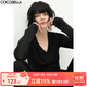 COCOBELLA前后兩穿領(lǐng)型滿(mǎn)天星亮片針織衫女秋時(shí)尚V領(lǐng)打底衫TS642 黑色 L