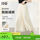 歐莎（OSA）冰絲休閑褲女夏季薄款小個(gè)子寬松慵懶風(fēng)垂墜感闊腿褲八分褲裙 淺杏色 L