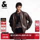 杰克·瓊斯（JACK&JONES）男裝士夾克羊皮革插袋時(shí)尚長(cháng)袖寬松立領(lǐng)經(jīng)典舒適上衣225410002 E09巧克力棕 常規 M （175）