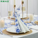 莞美尚品 三層花紋印花彩色餐巾紙紙巾創(chuàng)意面巾紙餐桌紙巾酒店餐廳 花開富貴-青花瓷 1包 (共20張)