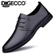 DQGECCO高端品牌輕奢男鞋簡(jiǎn)約百搭男士商務(wù)休閑皮鞋真皮軟底手工正裝皮鞋 黑色系帶四季款 41 (255mm)