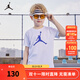 NIKE JORDAN 耐克AJ童裝男童DRI-FIT速干短袖T恤2025夏季兒童運動(dòng)上衣 白色/瑪麗娜藍【速干科技】 150 /72 【建議身高140-152cm】
