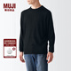 無(wú)印良品 MUJI 男式 美利奴羊毛 可水洗圓領(lǐng)毛衣 AAA03A2A 長(cháng)袖針織衫 黑色 L