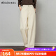 Olrain歐芮兒2025新款女裝秋季休閑雅痞長(cháng)褲時(shí)尚百搭闊腿褲直筒褲 杏色 M