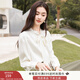 香影飄帶蝴蝶結雪紡襯衫女長袖2025秋季新款襯衣垂感職業(yè)通勤上衣 米色 M