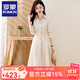 羅蒙（ROMON）連衣裙2025新款春季時(shí)尚洋氣襯衫長(cháng)袖品牌氣質(zhì)高級感簡(jiǎn)約輕奢女裝 米杏 M  【建議86-105斤】