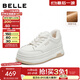 百麗（Belle）簡(jiǎn)約百搭高幫鞋女2025冬新商場(chǎng)同款厚底加絨休閑板鞋E6R1DDM5 米色 38