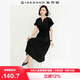 佐丹奴裙子女極簡(jiǎn)風(fēng)法式優(yōu)雅小V領(lǐng)收腰連袖連衣裙女05465317