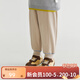 papa爬爬冬裝兒童運動(dòng)褲男童女童加絨褲子寶寶衛褲長(cháng)褲童裝 卡其 100 cm