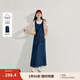 茵曼（INMAN）【涼感索羅娜】茵曼復(fù)古牛仔背心裙套裝女2025年夏季新款短袖T恤 牛仔藍(lán) M