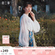 兩三事梵高雪紡襯衫女夏季新款白色蕾絲燈籠袖長(cháng)袖上衣內搭 與靈魂游蕩 白色 S