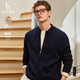 哈吉斯（HAZZYS）男裝 秋冬款立領(lǐng)針織開(kāi)衫戶(hù)外休閑羊毛外套男ABYZD0BCF01 深藏青色DN XL （180/100A 50）