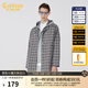 卡賓男裝潮流格紋風(fēng)衣外套時(shí)尚寬松長(cháng)款W 淺灰色16 XL 52/180