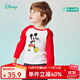 迪士尼寶寶（Disney Baby）迪士尼童裝男女童T恤撞色長袖上衣兒童米奇米妮圓領(lǐng)衣服 大紅 4歲/身高110cm