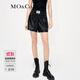 MO&Co.三醋酸混紡LOGO織嘜高腰運動(dòng)時(shí)尚短褲褲子女摩安珂 黑色 S 160