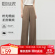 熙世界（sllsky）2025夏季新款肌理醋酸感緞面闊腿褲寬松百搭休閑直筒長(cháng)褲 木刷咖 M