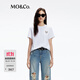 MO&Co.【抗菌防螨】棉質(zhì)T恤春秋愛(ài)心切割水鉆綴飾刺繡短袖黑色白色 漂白色 S