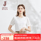 經(jīng)典故事（JANE STORY）短袖襯衫女夏季2025新款氣質(zhì)修身藍色襯衣小眾減齡木耳領(lǐng)上衣 S02白色 S