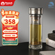 孔雀（Peacock）純鈦玻璃杯茶水分離杯子雙層玻璃鈦杯養生高檔水杯帶茶隔260ml 皓月銀 260ml