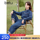 百圖betu女裝春季新款連體褲復(fù)古水洗牛仔襯衫工裝連體褲2401T69 牛仔色 M