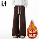 :CHOCOOLATEit加絨加厚休閑褲男士冬季新款寬松美式運動(dòng)衛褲 咖色加絨 3XL