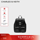 CHARLES&KEITH復古油蠟皮簡(jiǎn)約通勤雙肩包生日禮物CK2-60160240 Noir黑色 M