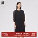 播春夏季新款后中裝拉鏈復古泡泡袖中長(cháng)款連衣裙女BDQ1LD0220 K40黑色 S