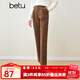 百圖betu女裝秋冬新款休閑褲燈芯絨哈倫褲高腰休閑褲女2310T85 咖啡色 M