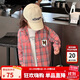圖圖小象女童襯衫2025秋季新款寶寶復古格子襯衣兒童磨毛外套 粉色 110