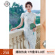 固執(zhí)（OBSTINATE）【特價】夏季新款中國風蕾絲短袖旗袍中長連衣裙42632QP07996 淺綠色 160/80A/S