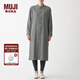 無(wú)印良品 MUJI 男女通用 法蘭絨 立領(lǐng) 長(cháng)衫 無(wú)性別 男款女款 BCL43A1A 黑色格紋 L-XL