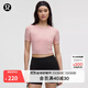 lululemon丨Hold Tight 女士平直下擺緊身短款 T 恤 LW3IGAS 朦朧粉 XL /12