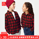 優(yōu)衣庫【驚喜價(jià)】童裝男童女童法蘭絨格子襯衫長(cháng)袖襯衣紅色482995 16 紅色 160