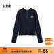 森馬（Semir）毛衣女冬季短款半開(kāi)襟刺繡修身套頭衫女生風(fēng)顯瘦上衣107724107001