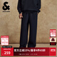 杰克·瓊斯（JACK&JONES）男裝25年秋冬季褲子男直筒寬松緊腰抽繩衛褲運動(dòng)休閑長(cháng)褲潮流男褲 E43純黑色 寬松版型，卡碼拍小 31 175