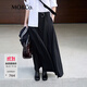 MO&Co.半身裙春新中式馬面裙A字裙黑色附腰帶MBE1SKTT13 黑色 S
