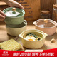 佩爾森（CERAMICS）奶油風雙耳碗陶瓷泡面碗帶蓋螺螄粉學生宿舍大湯碗家用一人食 淺綠色雙耳碗+筷子+勺子
