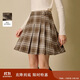 茵曼（INMAN）茵曼復古格紋高腰百褶短裙2025冬女裝新款學(xué)院A字半身裙 深咖格 M