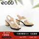 愛(ài)步（ECCO）羅馬涼鞋女 優(yōu)雅媽媽百搭透氣粗跟編織風(fēng)高跟鞋 雕塑222723 石灰色22272301378 37