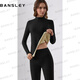 班仕利（Bansley）冬季蠶絲德絨發(fā)熱半高領(lǐng)保暖內衣女士套裝無(wú)痕加絨羊毛秋衣秋褲 黛黑色-上衣【德絨+羊毛+蠶絲】 M 【適合體重80-105斤】