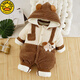 G.duck小黃鴨嬰兒連體加厚衣外出服冬季外穿夾棉可愛(ài)棉衣0-1歲外出棉衣 咖色小狗帶帽連體 80cm
