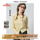 VEGA CHANG針織衫女2025新款秋季減齡娃娃領(lǐng)愛心提花短款修身上衣 酥梨黃 均碼 F